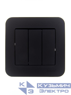 Выключатель 3-кл. 1п СП ASTI 10А IP20 в сборе черн. бархат LEZARD 7081-4242-109