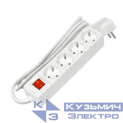 Удлинитель 4х1.5м с заземл. 16А IP20 3х1 с выкл. бел. Союз 2792