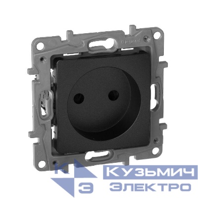 Розетка 1-м СП Etika 16А IP31 250В 2P без заземл. защ. шторки немецк. стандарт винтов. клеммы механизм антрацит IEK 672634