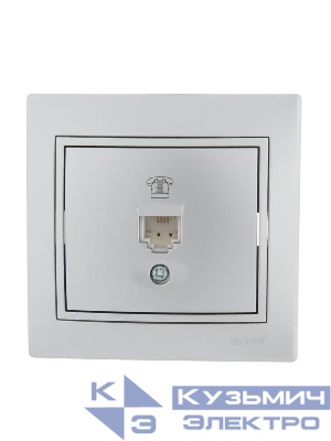 Розетка телефонная 1-м СП Mira RJ11 сер. метал. LEZARD 701-1010-137