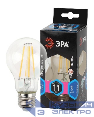 Лампа светодиодная филаментная F-LED A60-11W-840-E27 11Вт A60 грушевидная 4000К нейтр. бел. E27 Эра Б0035026