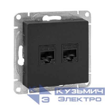 Розетка компьютерная 2-м СП Эпика RJ45 кат.5 механизм черн. EKF UP1-SOB-2RJ45-5
