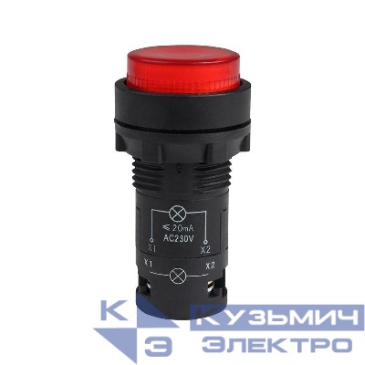 Кнопка с подсветкой OptiSignal Compact D22 С7-PL-M401 красн. 1НЗ 230В AC XB7NW34M2 КЭАЗ 362096