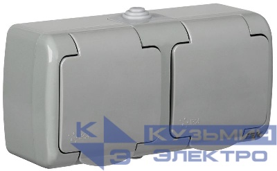 Розетка 2-м ОП AQUATIC РСш22-2-А 16А IP54 с заземл. с крышкой GENERICA ERA22-K03-16-54