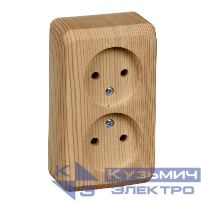 Розетка 2-м ОП Этюд Дача 16А IP20 250В без заземл. без защ. шторок сосна SE PA16-005D
