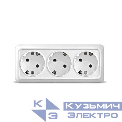 Розетка 3-м ОП Олимп с заземл. бел. UNIVersal 1161
