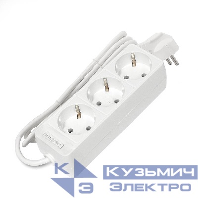 Удлинитель 3х1.5м с заземл. 10А IP20 2.2кВт ПВС 3х0.75 бел. DOMTOK 2373