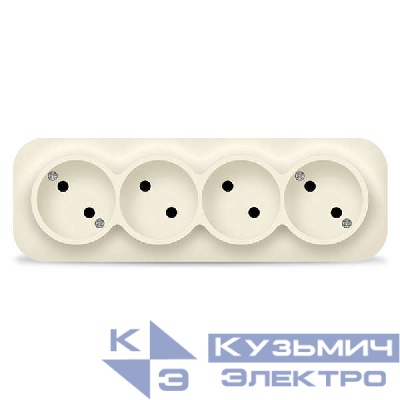 Розетка 4-м ОП 10А IP20 без заземл. сл. кость IONICH 1451