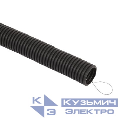 Труба гофрированная d50мм с протяжкой безгалоген. трудногорючая (FRHF) черн. (уп.20м) Эра Б0068911