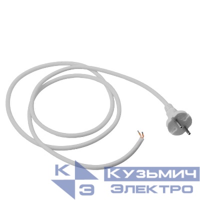 Кабель сетевой SR-LR4 ПВС2х1 с универс. вилкой 2200Вт 10А без заземл. 1.5м бел. Volsten 15935