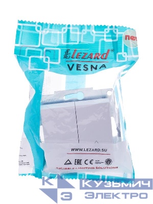 Переключатель проходной 2-кл. СП Vesna механизм бел. LEZARD 742-0288-106