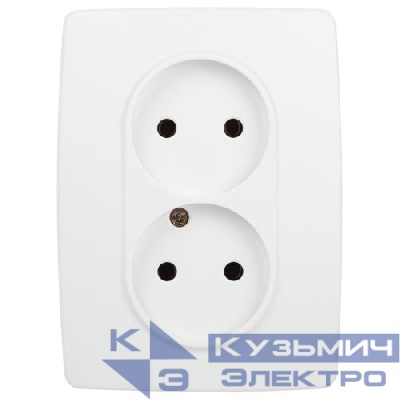 Розетка 2-м Эра12 12-2107-01М 16А 250В 2х2P бел. матов. Эра Б0065688