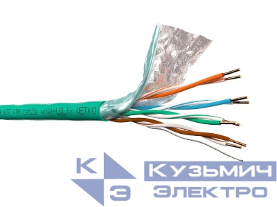 Кабель F/UTP 4 (FTP4) cat.5e, 4 пары 24 AWG BC, экранированный, 305м, нг(А)-LSLTx, зеленый; одножильный, FLUKE TEST, NETKO Expert СКС