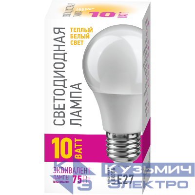 Лампа светодиодная 82 910 OLL-A55-10-230-2.7K-E27-PROMO 10Вт грушевидная 2700К E27 220-240В ОНЛАЙТ 82910