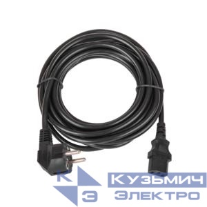 Кабель питания CEE 7/7 евровилка с заземл./разъем C13 IEC 60320 3х0.75кв.мм 250В 6А 5м черн. NIKOMAX TLK-PCC06-050