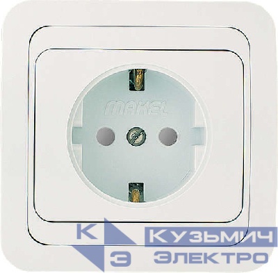 Розетка 1-м СП Mimoza 16А IP20 с заземл. защ. шторки бел./бел. Makel 12058