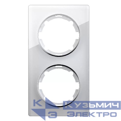 Рамка 2-м Garda вертикал. стеклянная бел. 2E52211300 OneKeyElectro 2234944