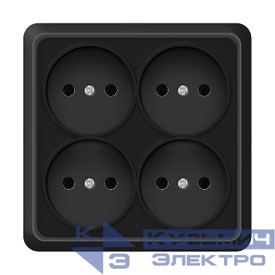 Розетка 4-м ОП Олимп 16А IP20 квадрат без заземл. черн. Universal 2220