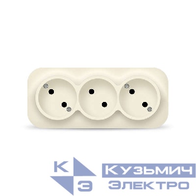 Розетка 3-м ОП 10А IP20 без заземл. сл. кость IONICH 1450