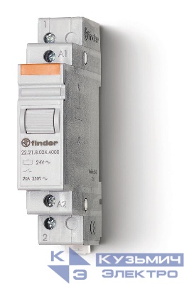 Контактор модульный 1NO 20А AgSnO2 12В DC 17.5мм IP20 FINDER 222190124000