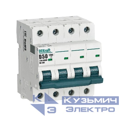 Выключатель автоматический модульный 4п D 50А 10кА ВА-105 DEKraft 13242DEK