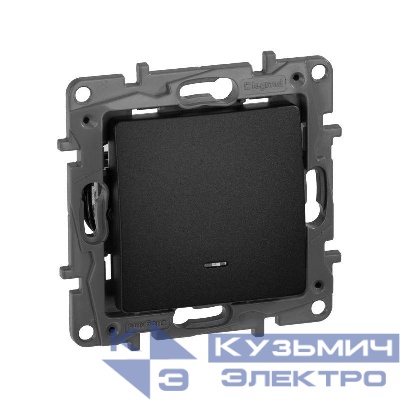 Переключатель 1-кл. СП Etika Plus 10А IP20 250В 10AX с подсветкой безвинтов. зажимы механизм антрацит IEK 672615