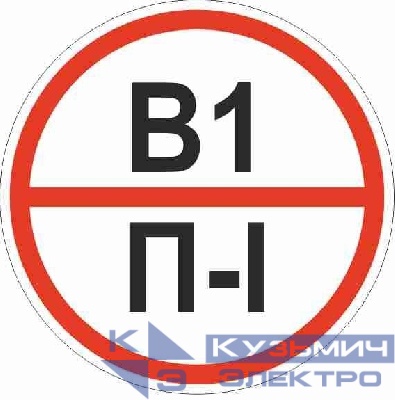 Знак "Категории помещения по взрывопожарной и пожарной опасности В1 П-I" 200х200мм пластик EKF pn-b1-p-l