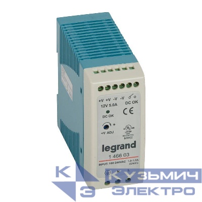 Источник питания импульсный 1-фазный 12В 60Вт 5А Leg 146603