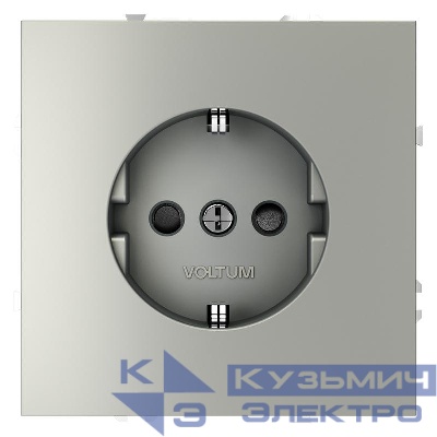 Розетка 1-м СП S70 16А с заземл. защ. шторки механизм сталь Voltum VLS040205