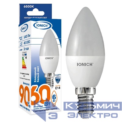 Лампа светодиодная ILED-SMD2835-C37-6-540-220-6.5-E14 (1118) IONICH 1530