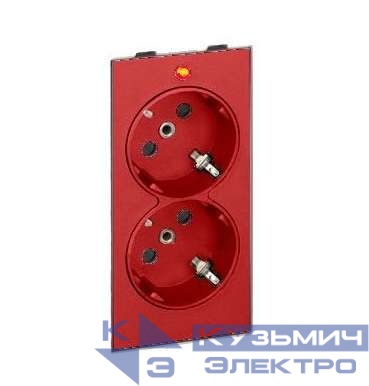 Розетка 2-м СП Simon Connect 16А 250В 2х2P+E с заземл. с индикацией S-модуль механизм красн. Simon S1-6