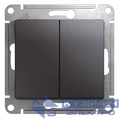 Переключатель проходной 2-кл. СП Glossa 10А IP20 (сх. 6) 10AX механизм графит SE GSL001365