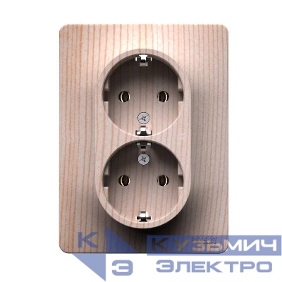 Розетка двойная Glossa 16А с заземл. в сборе сосна SE GSL001524