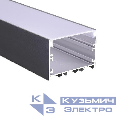 Профиль накладной PAL 5035-BLACK L2000 в комплекте: 2 глухих заглушки; рассеив. матов.; 4 клипсы крепежных анодир. Pro JazzWay 5058972