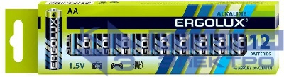 Элемент питания алкалиновый AA/LR6 1.5В Alkaline BP-12 (уп.12шт) Ergolux 11749
