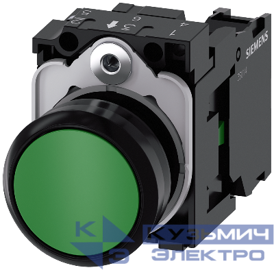 Кнопка 22мм круглая пластик зел. Siemens 3SU11000AB401BA0
