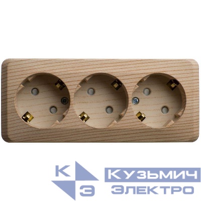 Розетка 3-м ОП Этюд 16А IP20 250В с заземл. защ. шторки сосна SE PA16-012D