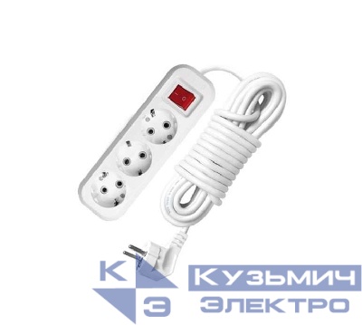 Удлинитель 3х2м с заземл. 16А IP20 S-303 ПВС 3х1 с выкл. UNIVersal 9634418