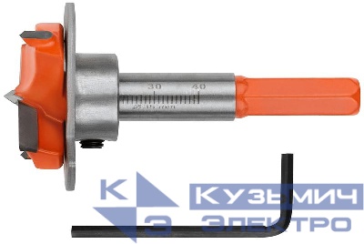 Сверло Форстнера (фреза) с карбидными вставками и ограничителем глубины 35мм FIT 36517