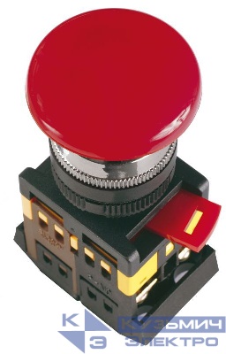 Кнопка "Грибок" AEAL-22 d22мм 1НО+1НЗ 240В с фиксацией красн. GENERICA BBG60-AEAL-K04