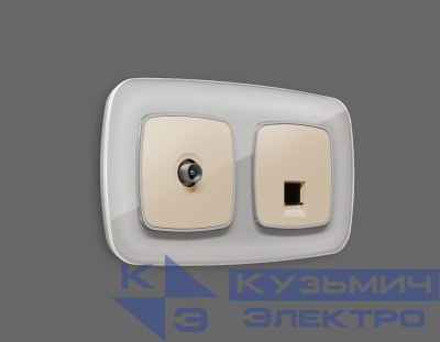OP3130 Лицевая панель OMEGA (Бежевый глянец) для TV розетки QUANT