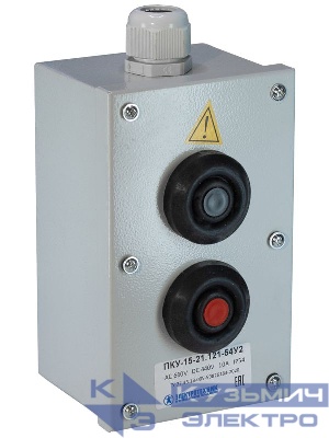 Пост кнопочный ПКУ-15-21.121-54 У2 (1хКЕ081/2(1з+1р) черн. + 1хКЕ081/2(1з+1р) красн. + PG-19) пост управ. Электротехник ET008513