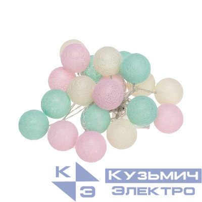 Гирлянда светодиодная "Тайские фонарики "Перламутр" 3.5м 20LED тепл. бел. 0.1Вт IP20 провод ПВХ прозр. элементы питания 2хAA (не в компл.) Neon-Night 303-078