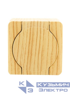 Розетка 1-м ОП Viola с заземл. с крышкой беленый дуб LEZARD 751-5200-123