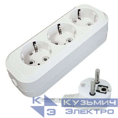 Удлинитель 3х2м с заземл. 16А IP20 Е-303 ПВС 3х1 АБС-пластик UNIVersal 9631976