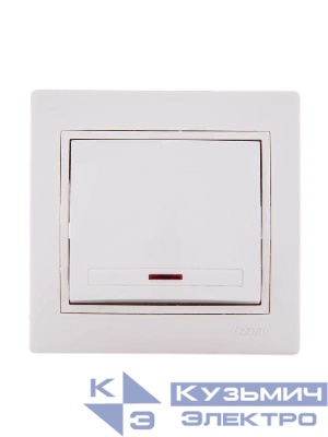 Выключатель 1-кл. СП Mira 10А IP20 с подсветкой со вставкой крем. LEZARD 701-0303-111