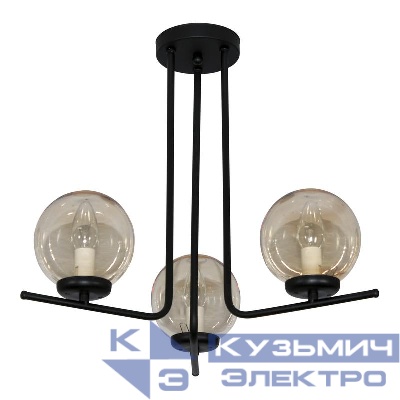 Светильник НПБ 01-3х40-225 "Лоу" 131 (Плафон 7590) E14 [ИМ] потолочный черн. муар Элетех 1005405119