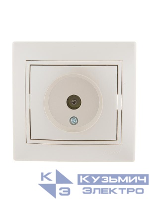 Розетка телевизионная оконечная TV СП Mira 16А IP20 со вставкой жемчуж./бел. перламутр. LEZARD 701-3030-130