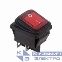 Выключатель клавишный 250В 15А (4с) ON-OFF красн. с подсветкой влагозащита (RWB-507) Rexant 36-2360