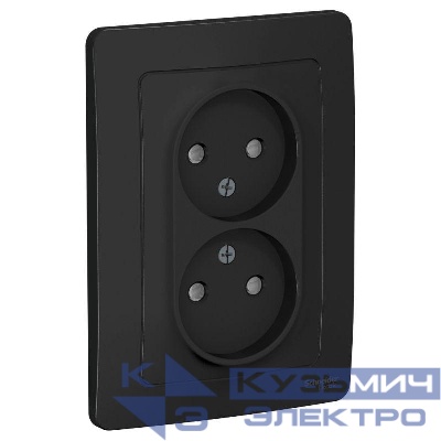 Розетка 2-м СП Blanca 16А IP20 250В без заземл. защ. шторки антрацит SE BLNRS000126